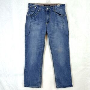 Men’s Lamasini Embroidered Pockets Straight Leg Jeans 34X30
